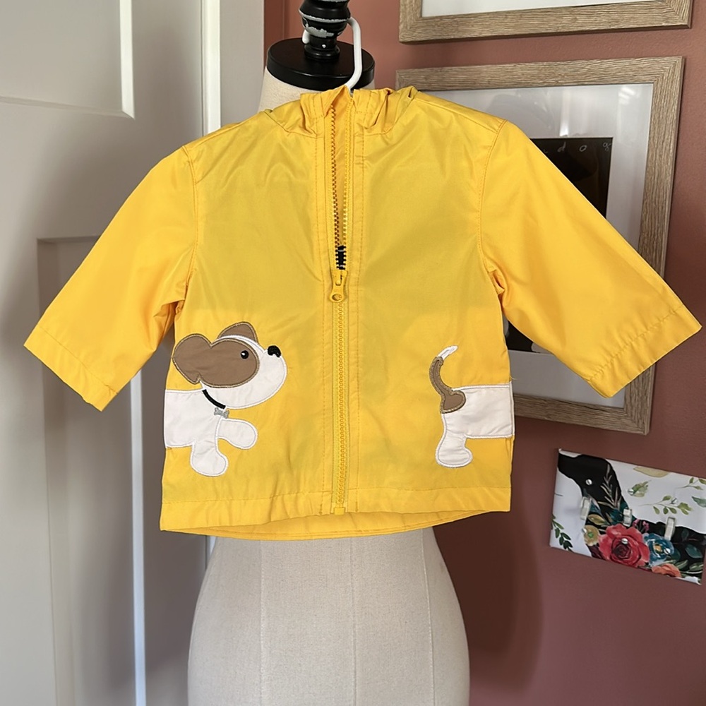 London Fog infant boys puppy yellow zip front 3-6 mo hoodie polyester raincoat - Picture 3 of 12